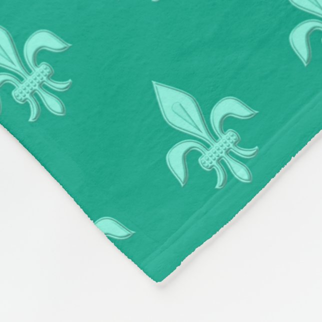 Fleur de Lis i Light Aqua på Turquise Fleecefilt (Hörn)
