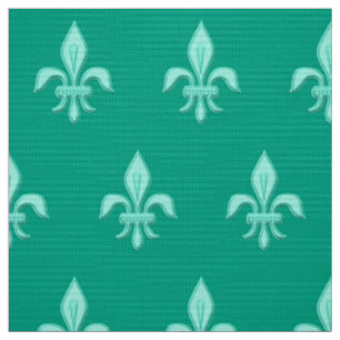 Fleur de Lis i ljus Aqua på turkos Tyg