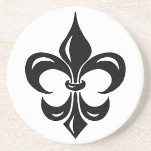 Fleur de Lis - i svart Underlägg Sandsten