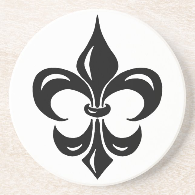 Fleur de Lis - i svart Underlägg Sandsten (Framsidan)