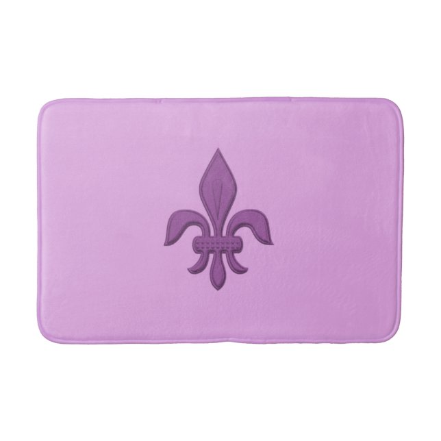 Fleur de Lis i Violet Lila på Lavender Badrumsmatta (Framsidan)