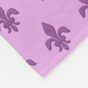 Fleur de Lis i Violet Lila på Lavender Fleecefilt