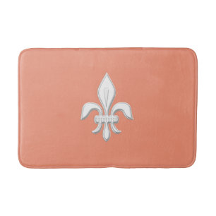 Fleur de Lis i vit på Light korallrosor/persika Badrumsmatta