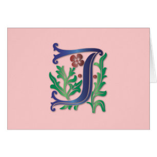 Fleur-de-lis J Monogram Hälsningskort