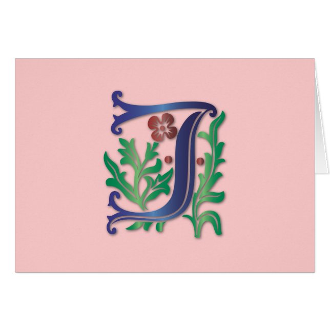Fleur-de-lis J Monogram Hälsningskort (Framsidan Horizontal)