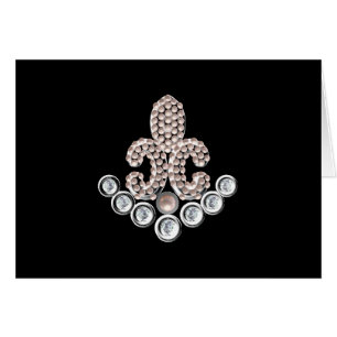 Fleur De Lis-jeweled Hälsningskort