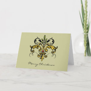 Fleur de lis Julafton Helgkort
