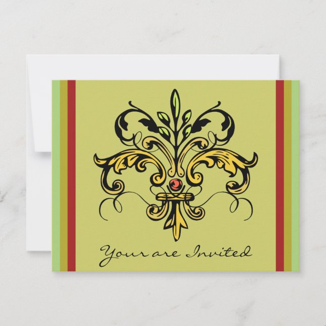 Fleur de lis Julafton Inbjudningar (Framsida)