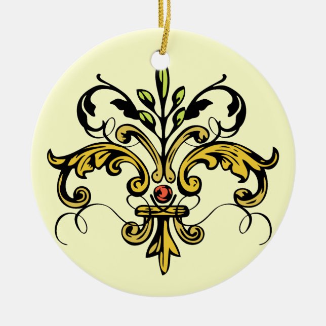 Fleur de lis Julafton Julgransprydnad Keramik (Framsidan)