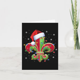 Fleur De Lis julprydnad med Santa Hat Xma Kort