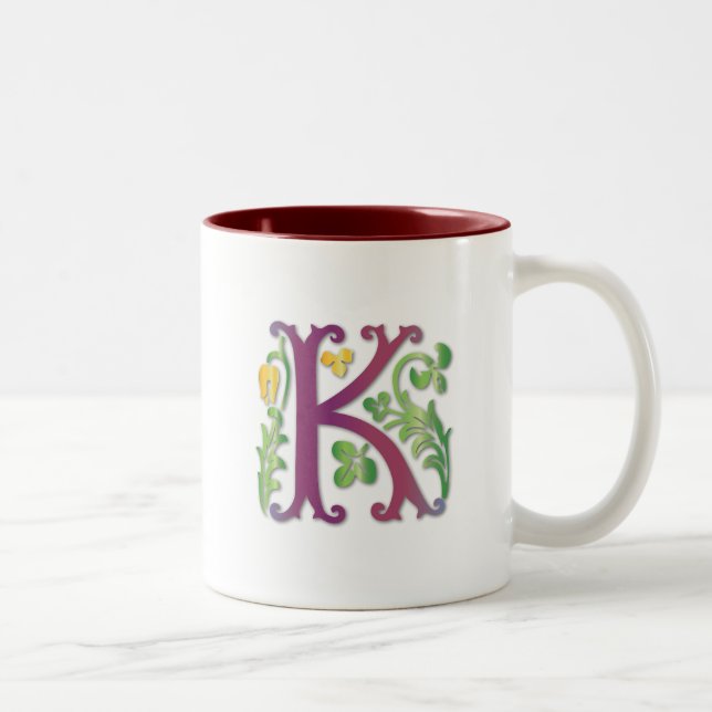Fleur-de-lis K Monogram Två-Tonad Mugg (Höger)