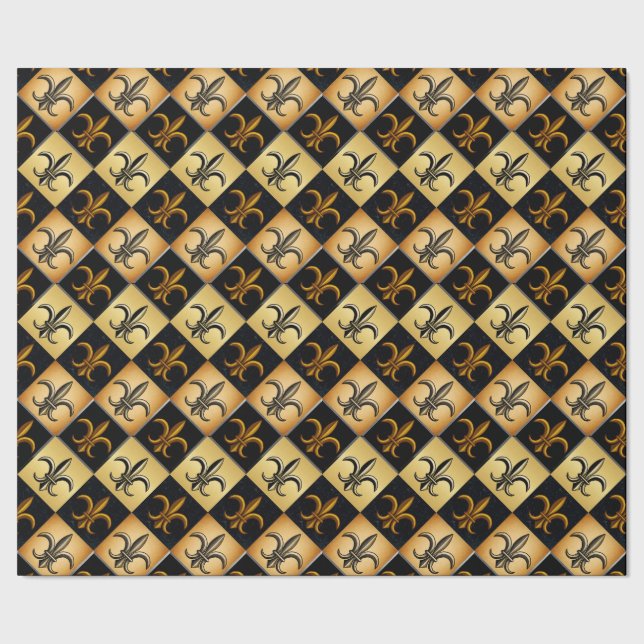 Fleur De Lis Kakel Inpackningspapper Presentpapper (Seam)