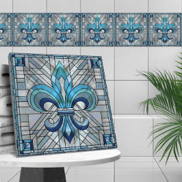 Fleur-de-lis - Konst av rostat glas Kakelplatta