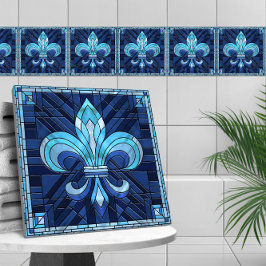 Fleur-de-lis - Konst av rostat glas Kakelplatta