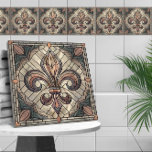 Fleur-de-lis - Konst av rostat glas Kakelplatta<br><div class="desc">Fleur-de-lis - Konst av rostat glas</div>