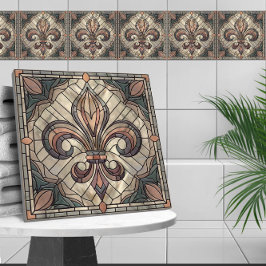 Fleur-de-lis - Konst av rostat glas Kakelplatta