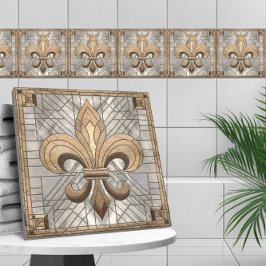 Fleur-de-lis - Konst av rostat glas Kakelplatta