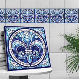 Fleur-de-lis - Konst av rostat glas Kakelplatta