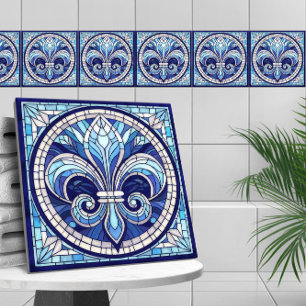 Fleur-de-lis - Konst av rostat glas Kakelplatta