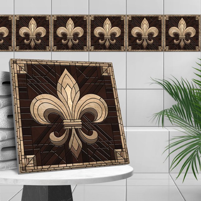 Fleur-de-lis - Konst av rostat glas Kakelplatta (Skapare uppladdad)