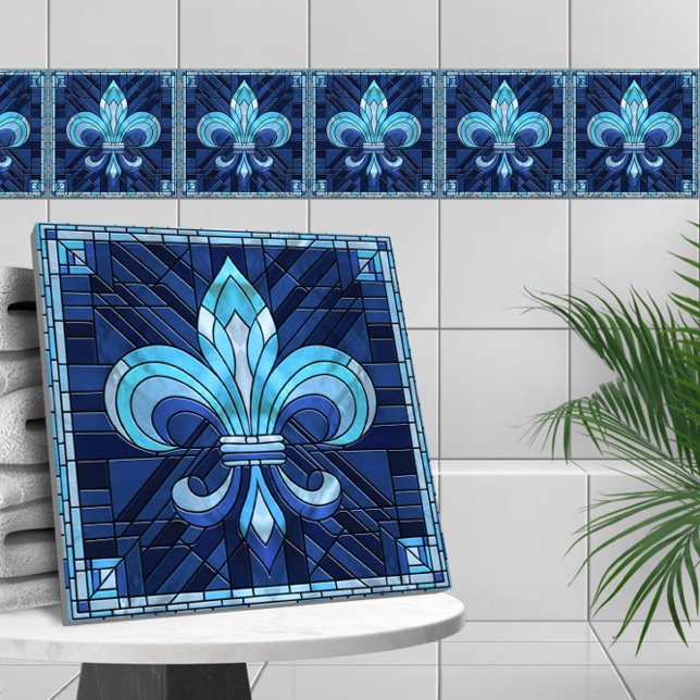 Fleur-de-lis - Konst av rostat glas Kakelplatta (Skapare uppladdad)