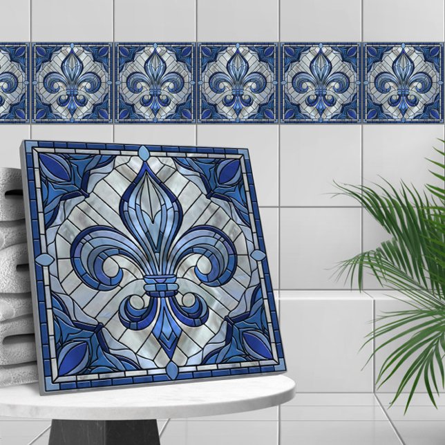 Fleur-de-lis - Konst av rostat glas Kakelplatta (Skapare uppladdad)