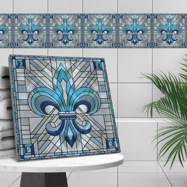 Fleur-de-lis - Konst av rostat glas Kakelplatta (Skapare uppladdad)