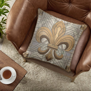 Fleur-de-lis - Konst av rostat glas Kudde