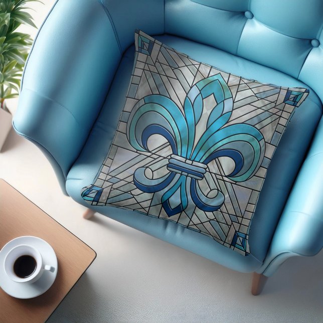 Fleur-de-lis - Konst av rostat glas Kudde (Skapare uppladdad)