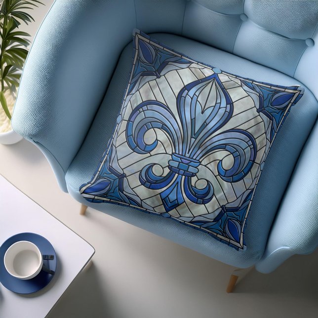 Fleur-de-lis - Konst av rostat glas Kudde (Skapare uppladdad)