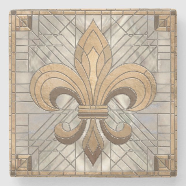 Fleur-de-lis - Konst av rostat glas Stenunderlägg (Framsidan)