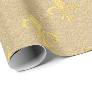 Fleur de Lis Kraft guld- naturligt kungligt minsta Presentpapper