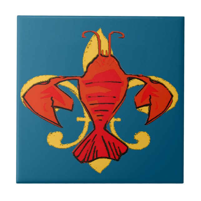 Fleur De Lis Kräftor Kakelplatta (Framsidan)