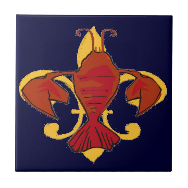 Fleur De Lis Kräftor Kakelplatta (Framsidan)