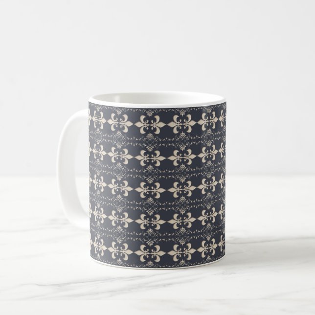 Fleur de Lis, kungligt seamlesmönster Kaffemugg (Framsida vänster)