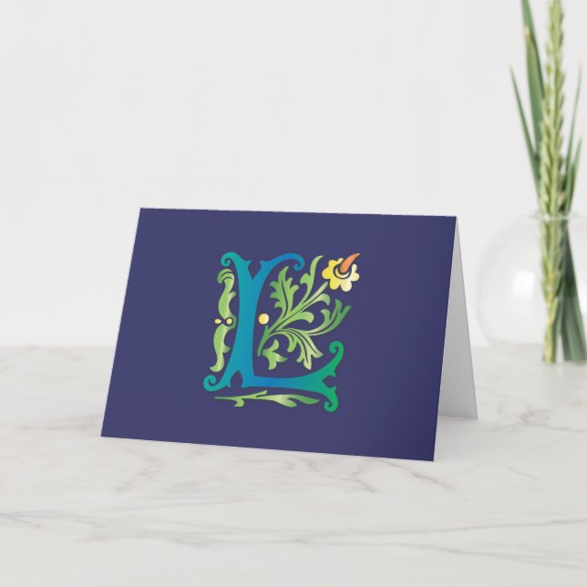 Fleur-de-lis L Monogram Anteckningskort (Framsida)