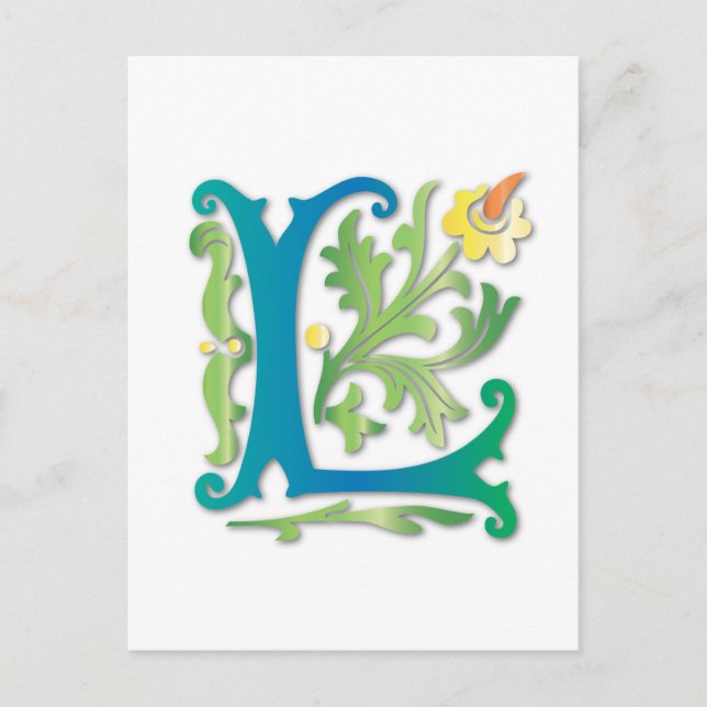 Fleur-de-lis L Monogram Vykort (Framsida)