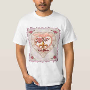 Fleur De Lis Lacy Heart anpassningsbar t-shirts