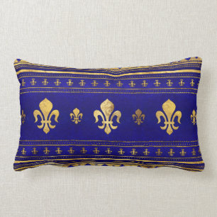 Fleur-de-lis - Lapis Lazuli och Guld Lumbarkudde