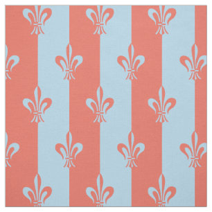 Fleur de Lis Light Blue & Terra Cotta Tyg