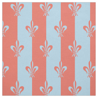 Fleur de Lis Light Blue & Terra Cotta Tyg