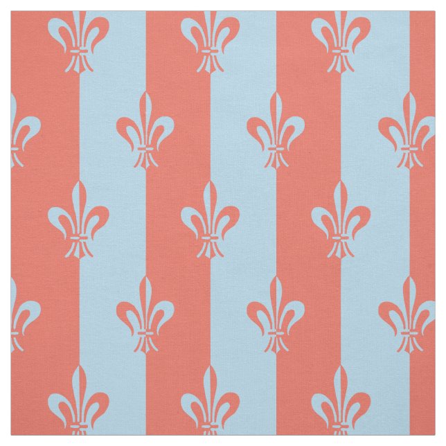 Fleur de Lis Light Blue & Terra Cotta Tyg (Provkarta)