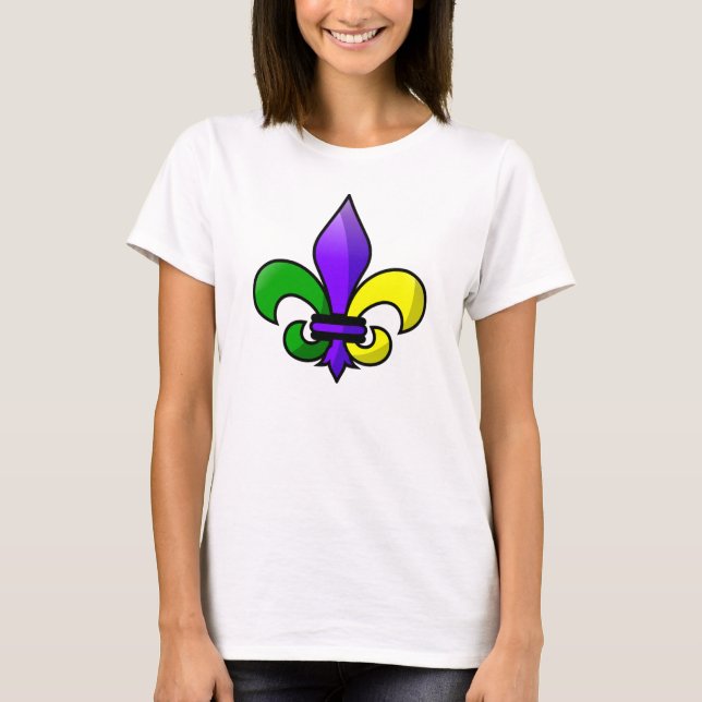 Fleur-de-lis Lila Grönt Guld Tee Shirt (Framsida)