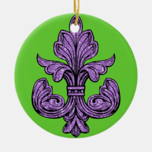 Fleur de lis Lila Julgransprydnad Keramik