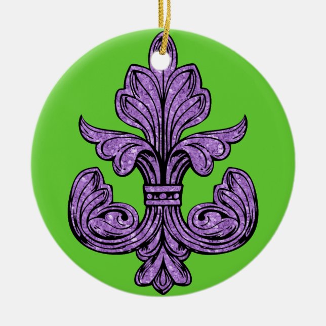 Fleur de lis Lila Julgransprydnad Keramik (Framsidan)