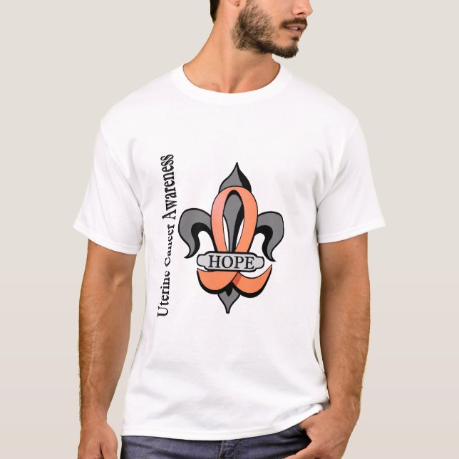 Fleur De Lis Livmoder- cancerhopp T-shirt (Framsida)