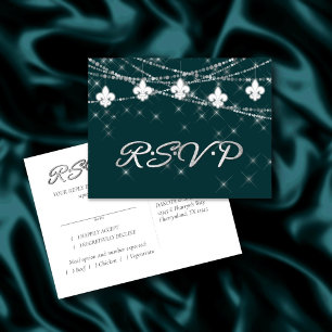 Fleur de Lis Ljus Midnight Teal OSA Entree Inbjudan Vykort