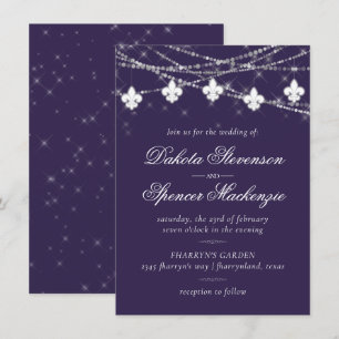 Fleur de Lis Ljus Moody tema Lila Inbjudningar