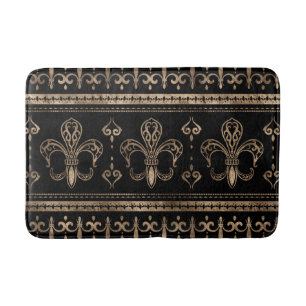 Fleur-de-lis Luxury-prydnadsföremål - svart och Badrumsmatta