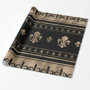 Fleur-de-lis Luxury-prydnadsföremål - svart och gu Presentpapper
